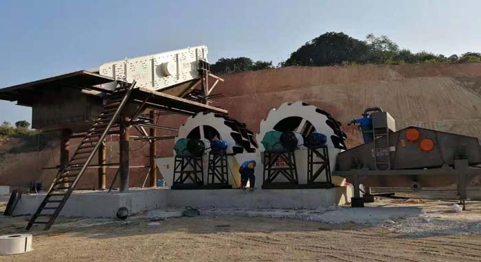 制砂生产线过程洗砂机的工作现场