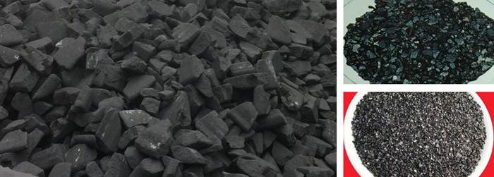 炭块粉碎效果前后对比