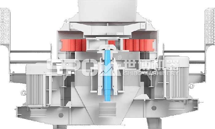 石子整形机的剖面图