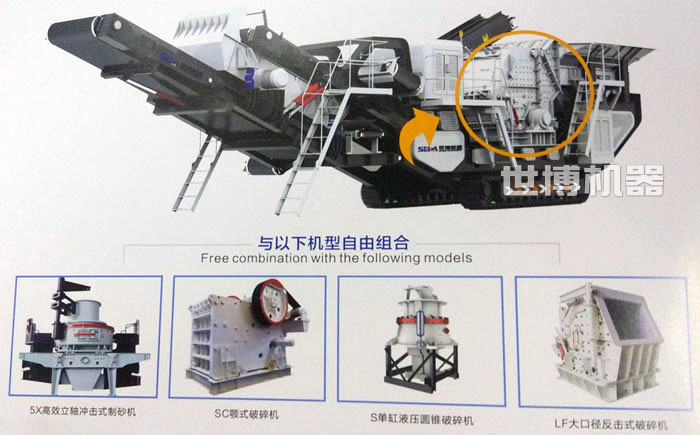 履带式破碎站可以搭载不同的破碎机